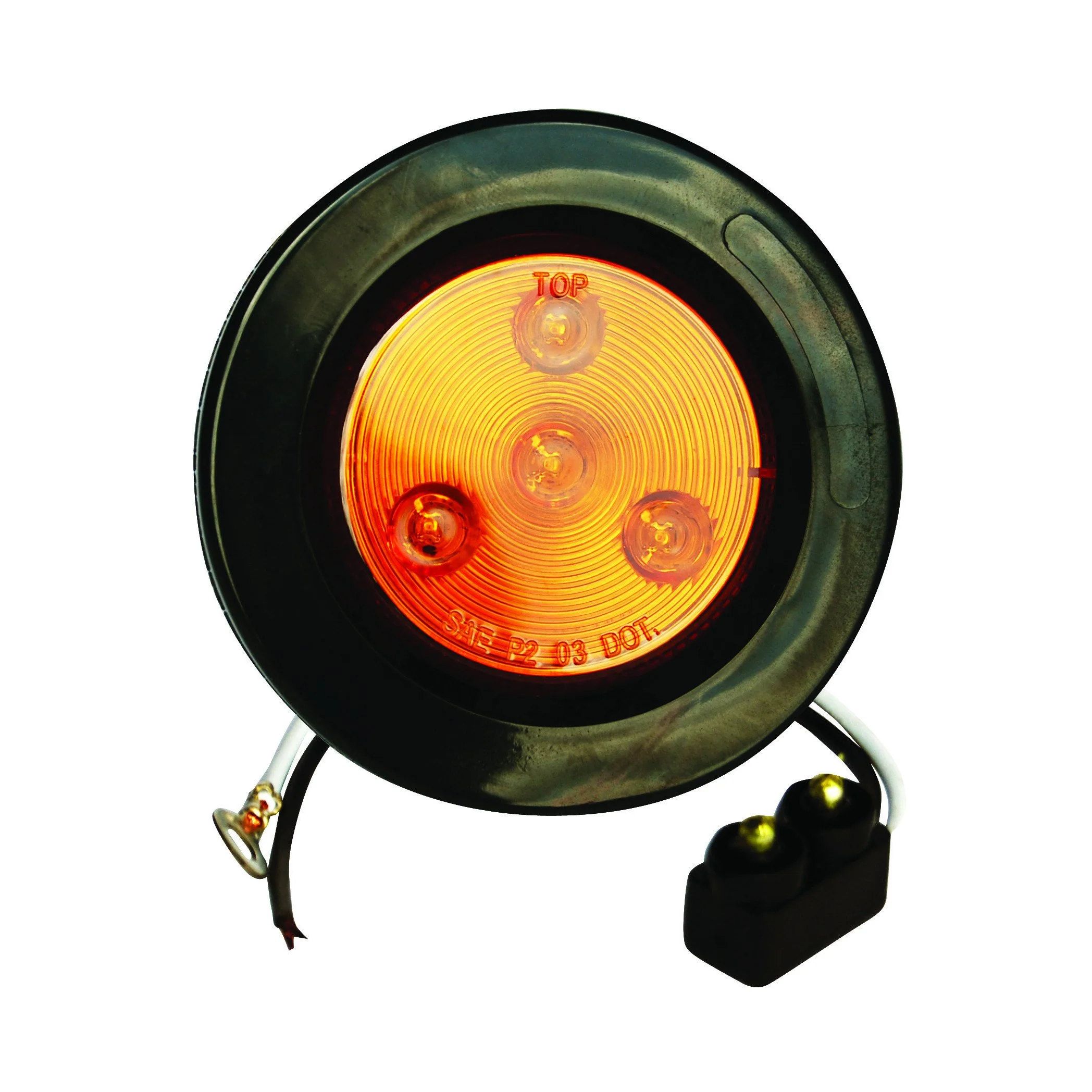 Fortpro 2-1/2" Amber Round Clearance/Marker Led Light with 4 LEDs and Amber Lens - 5 Pack | F235169 - Image 2