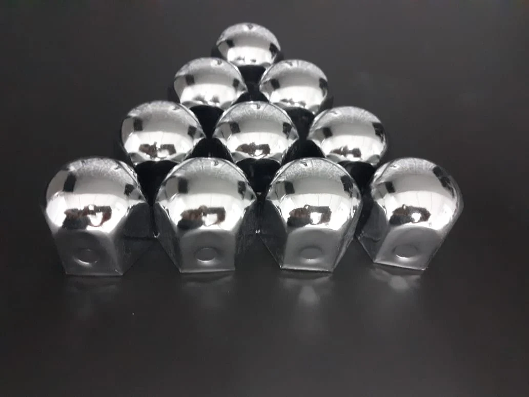 Fortpro 1 1/2" x 1 1/2" Chrome Round Top Push-On Nuts Covers - 10 Pack | F247612-10QTY - Image 2