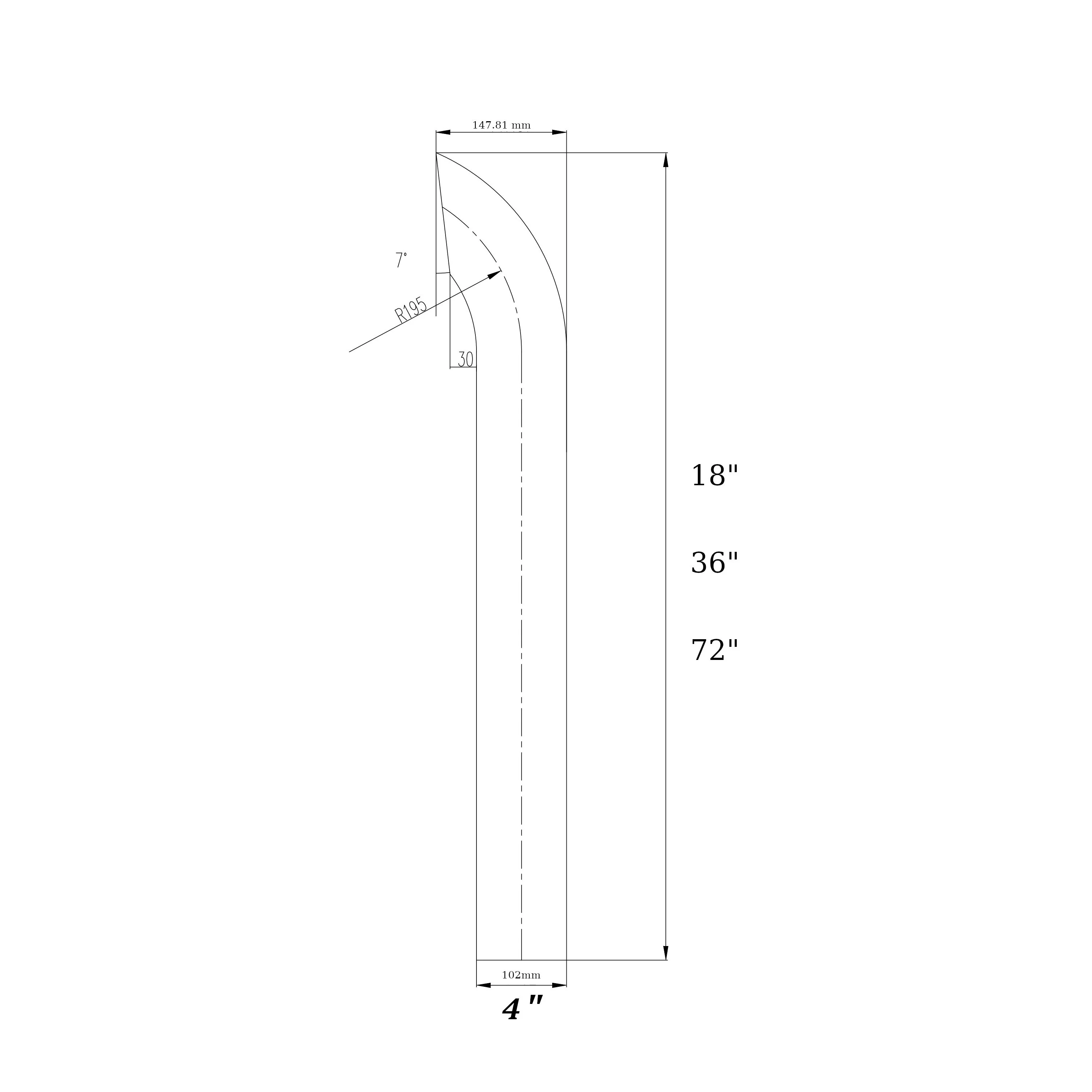 Fortpro 4" O.D. Chrome Curved Exhaust Stack Pipe - 78” Long | F247703 - Image 2