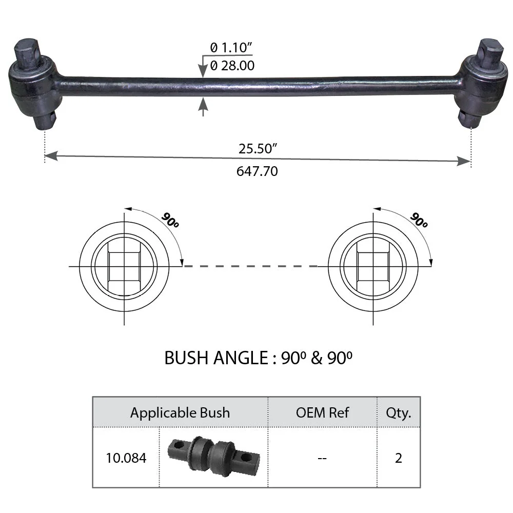 Torque Rod with Bushing - Replacement for 3548381C1, 60218-000, 4C4Z4612AA - Image 2