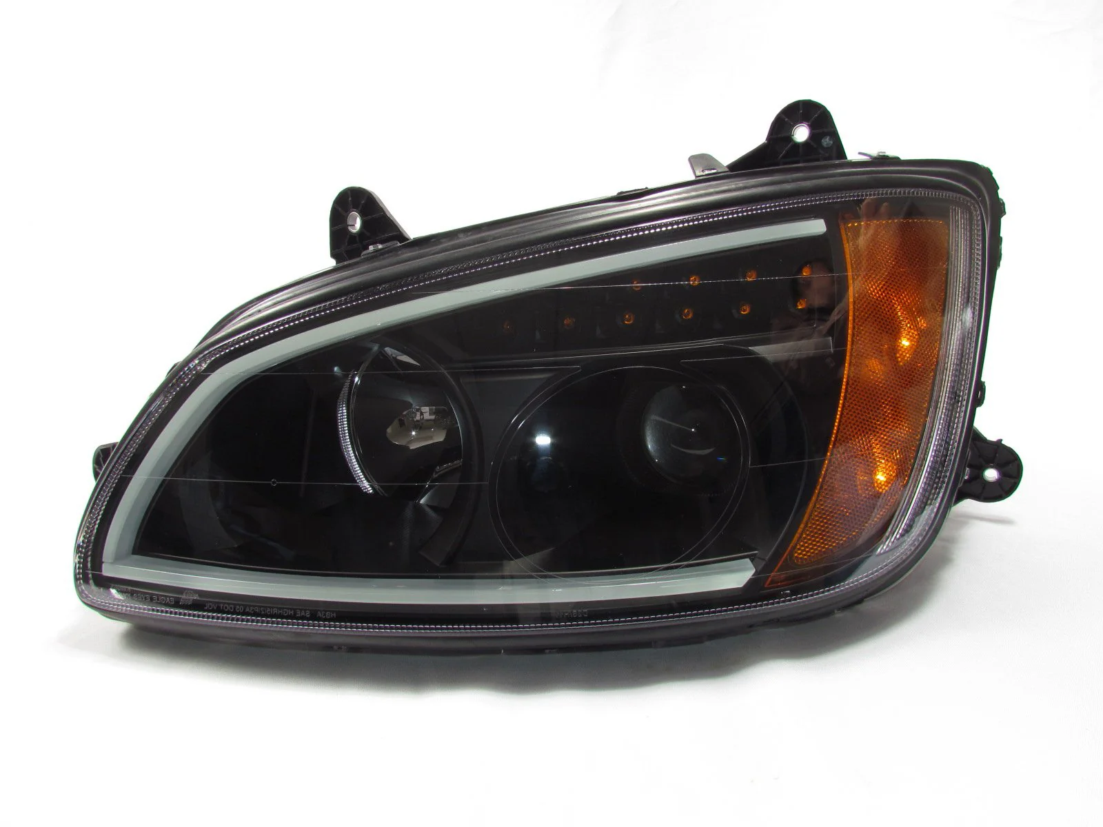 Black Projector Headlights w/LED Bar Set for Kenworth T660 - Both Sides - Image 8