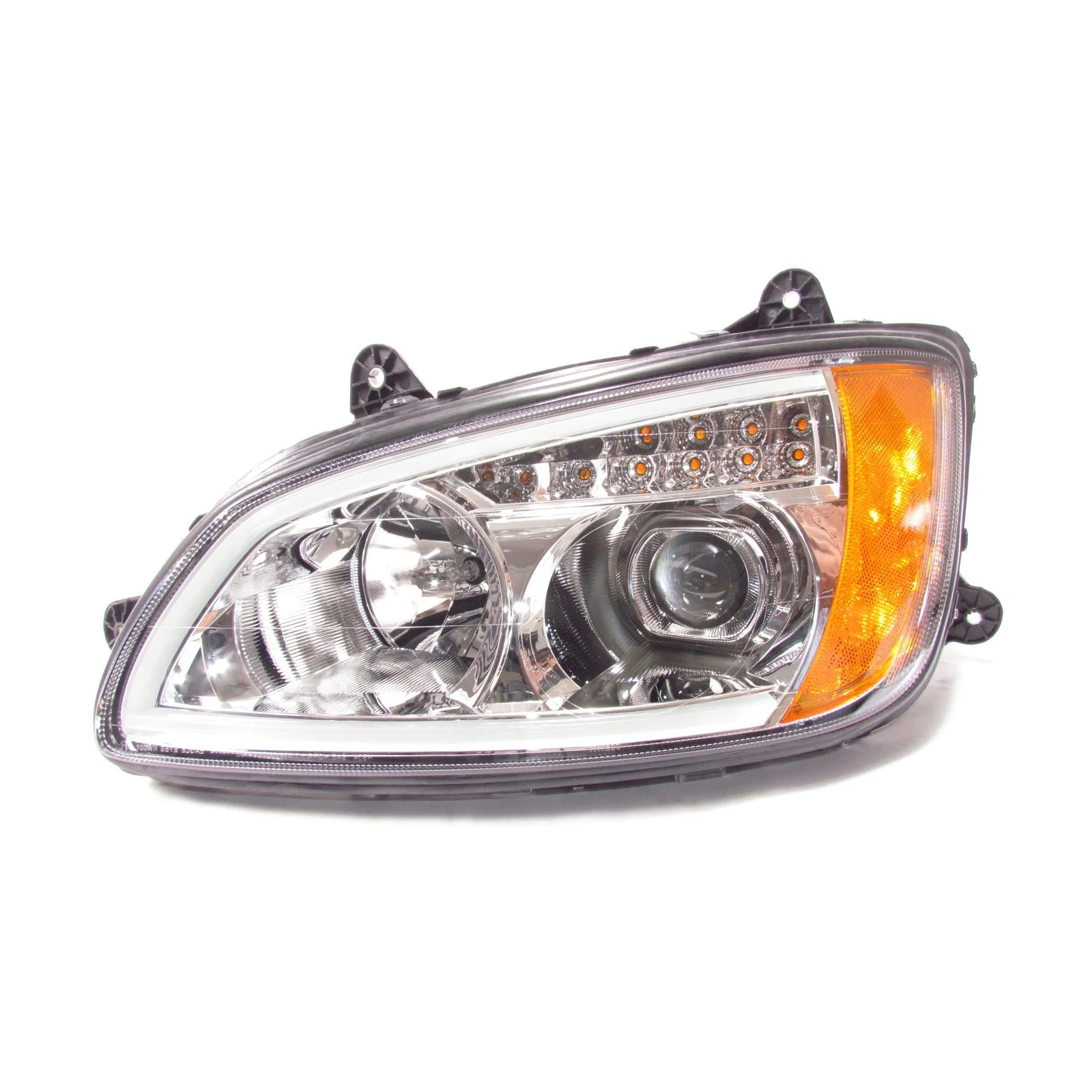 Chrome Projector Headlights w/LED Bar Set for Kenworth T660 - Image 4