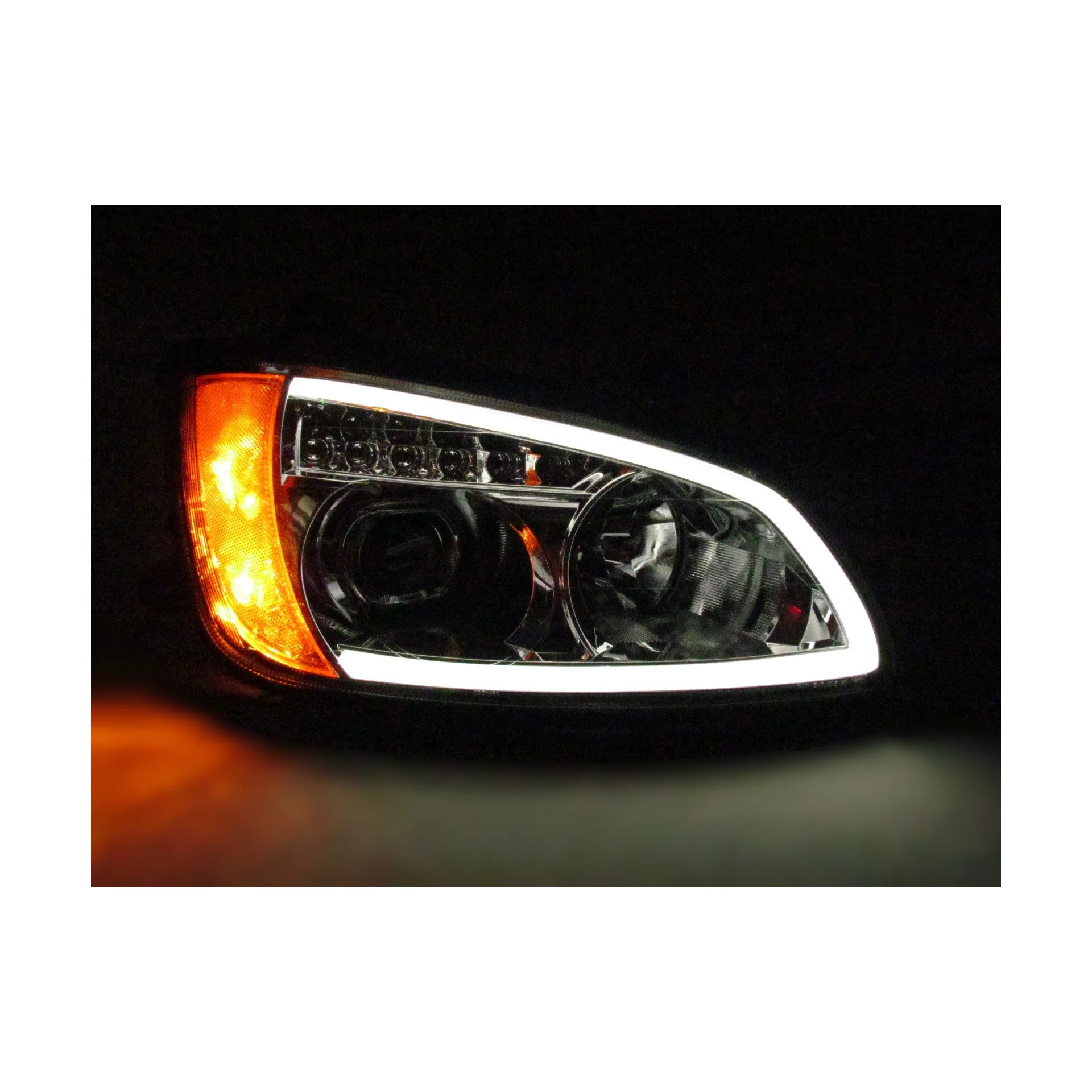 Chrome Projector Headlights w/LED Bar Set for Kenworth T660 - Image 5